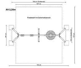 Kombischaukel mit Vogelnest Holz/Metall AH 2,20 m und 2,60 m